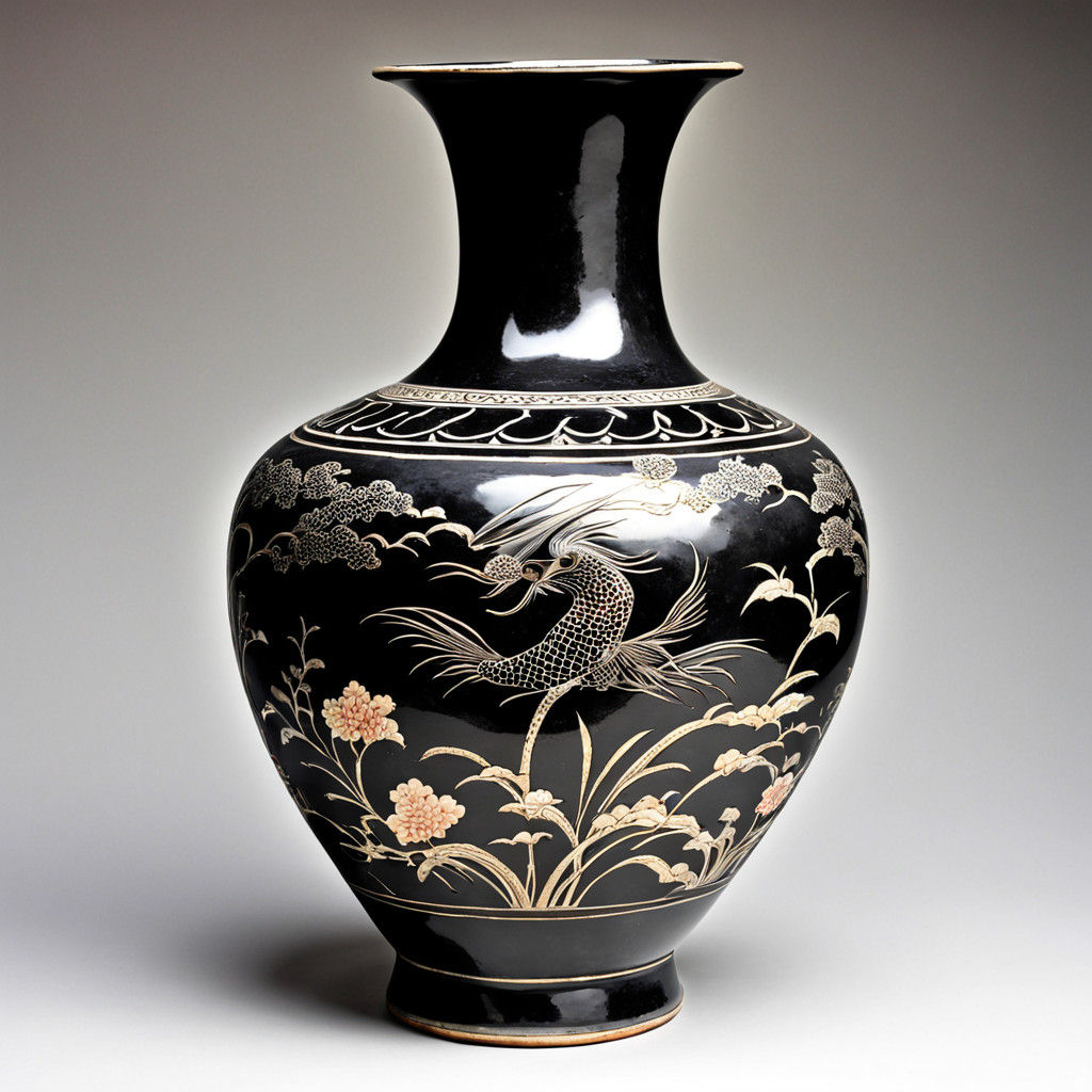 Rare Black Ming Vase in Majestic Splendor