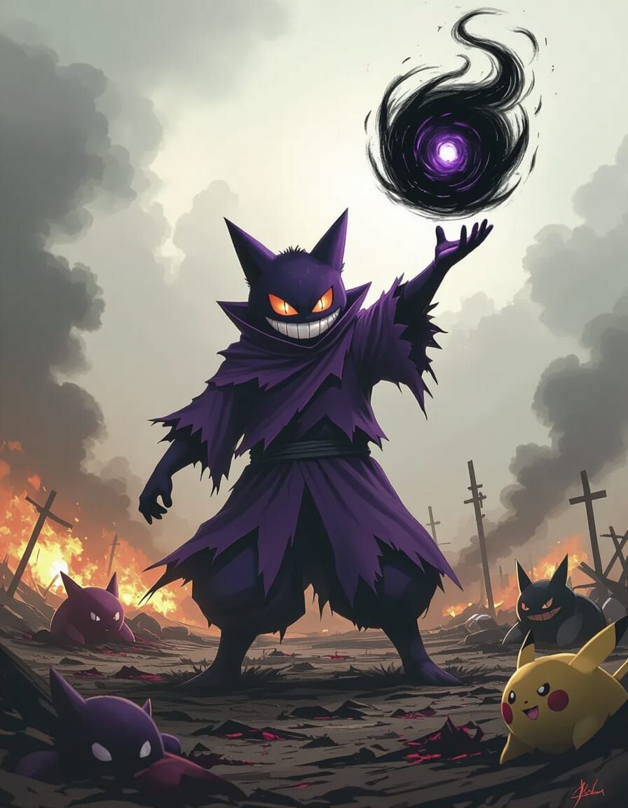 Victorious Gengar on Desolate Battlefield