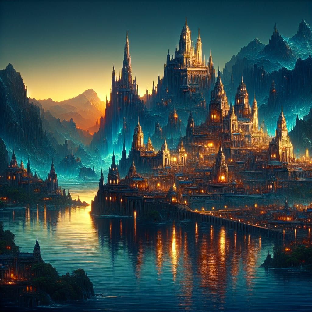 Ancient City at Dawn: A Matte Painting