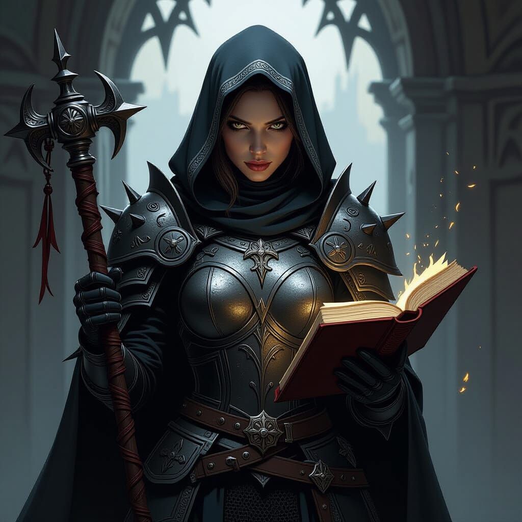 Darkest Dungeon Vestal Portrait with Mace and Holy Book