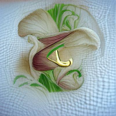 Embroidered Calla Lily Close-Up