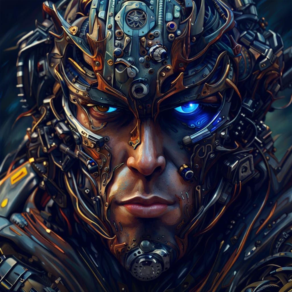 Motorcycle Engine Face in Detailed Matte Painting Style