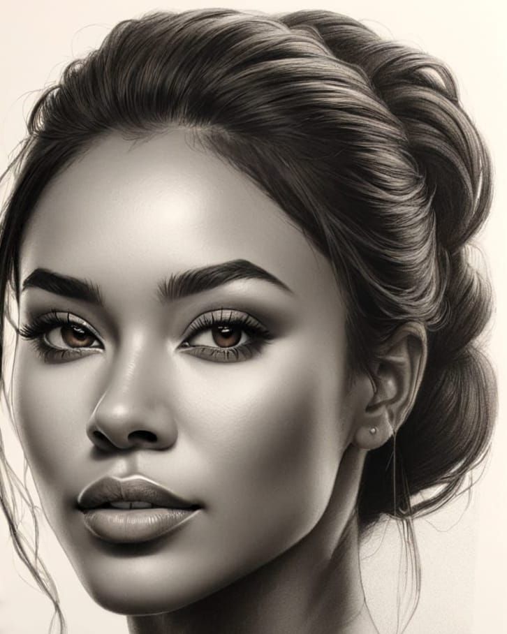 Breathtaking Photorealistic Portrait in Charcoal and Graphit...