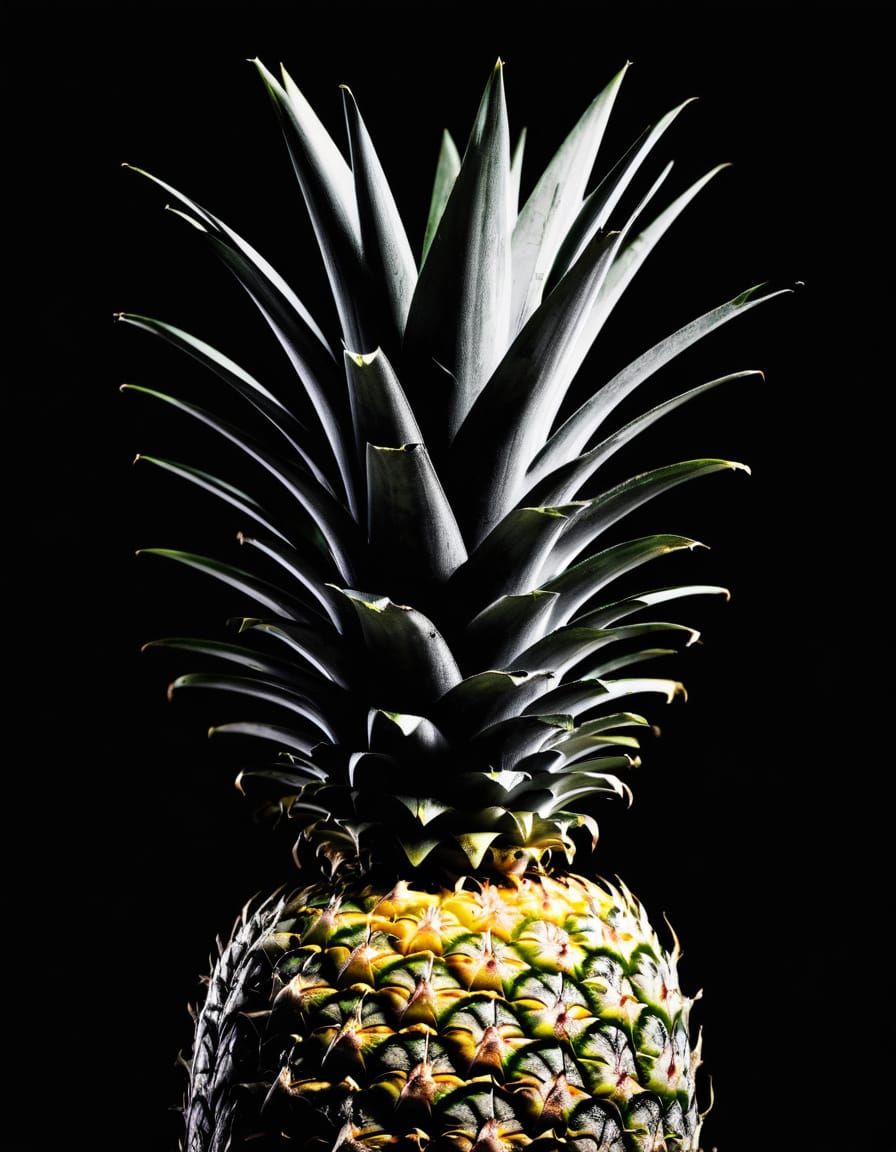 Dramatic Black and White Pineapple Photography