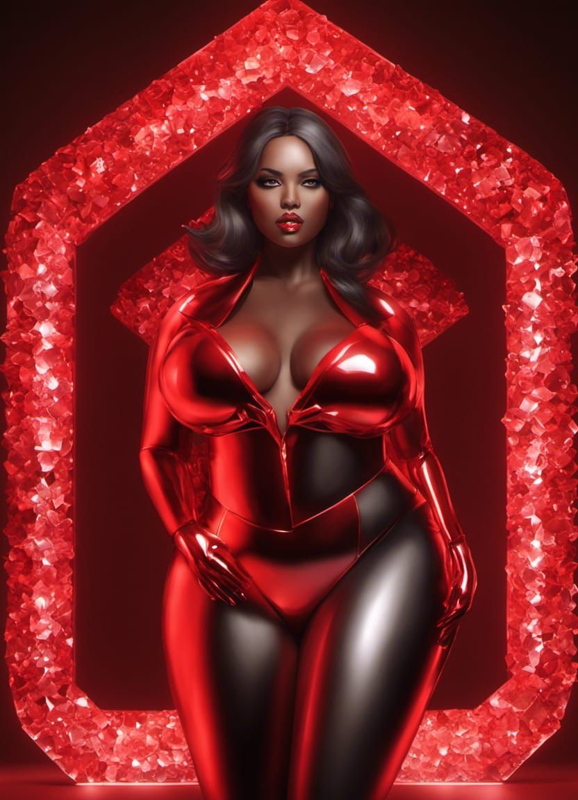 Red Crystal Woman: Ethereal Fantasy Art