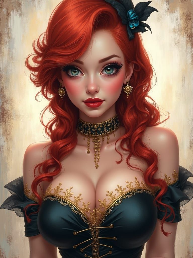 Steampunk Jessica Rabbit Portrait in Oil Paint