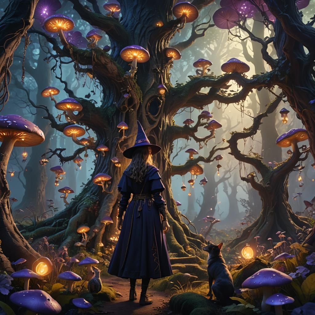 Mystical Forest: A Witch and Her Familiar