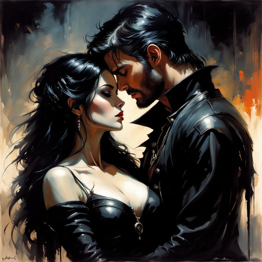 Romantic Gothic Couple in Soft Lighting