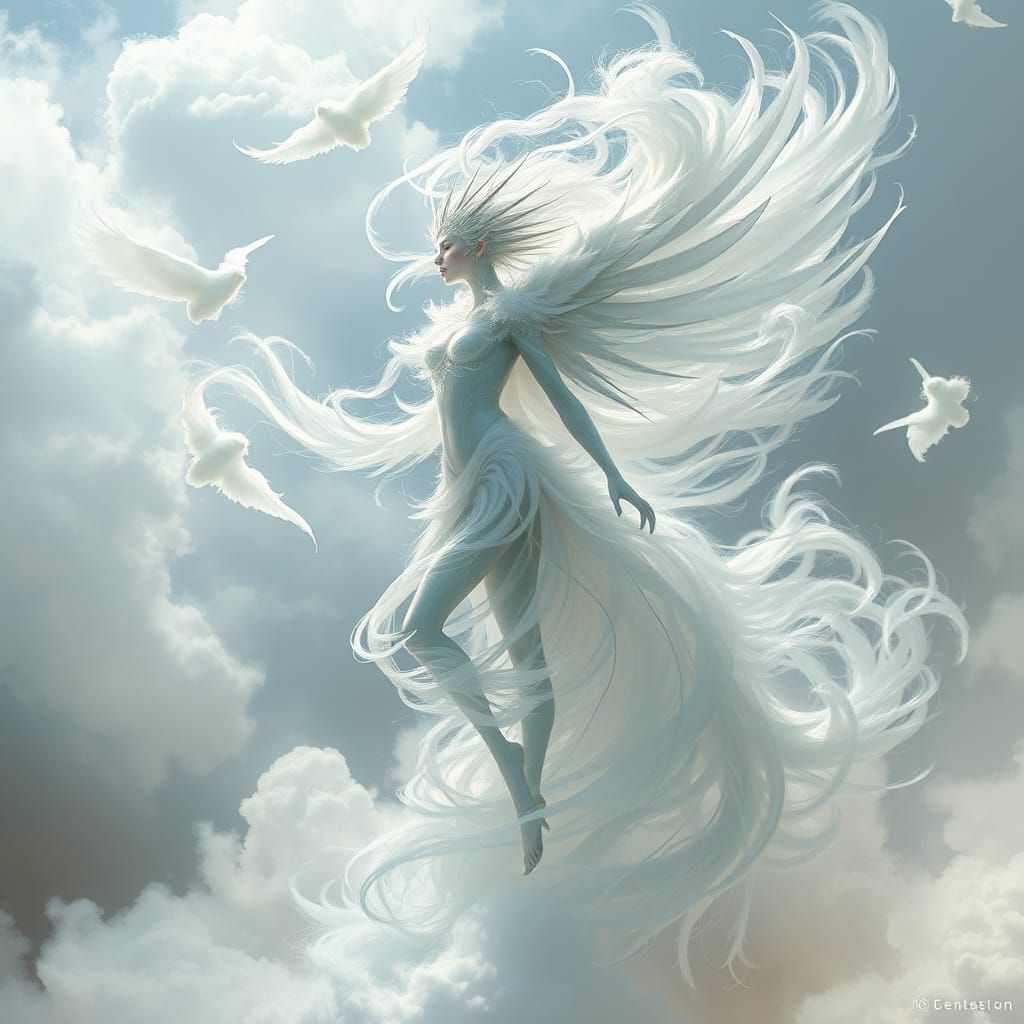 Ethereal Air Being in Futuristic Organic Style