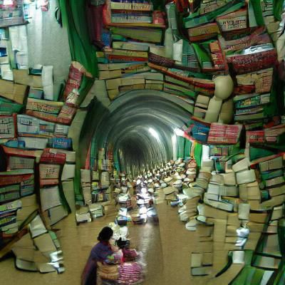 Intriguing Tunnel of Books Art Installation