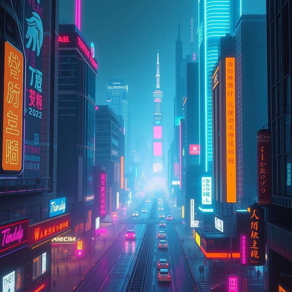 Neon Cityscape Reveals Tech Trends in Cyberpunk Style