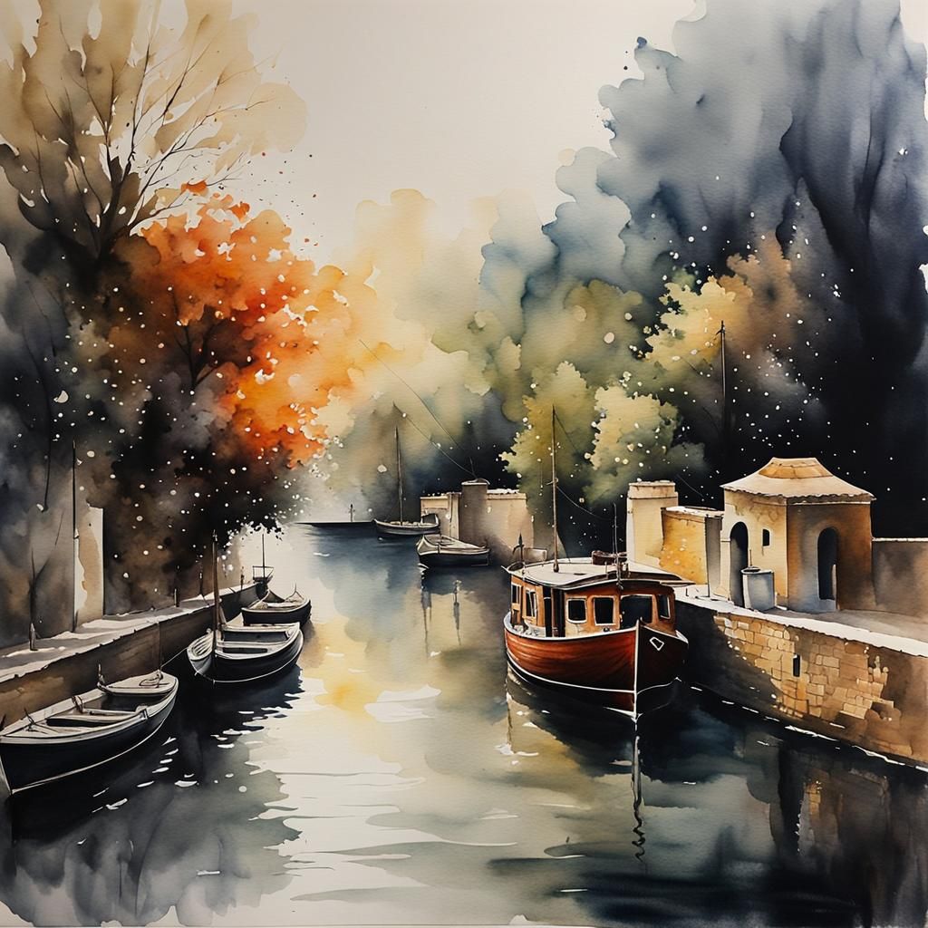 Apocalyptic Scene as Rich Watercolor Art