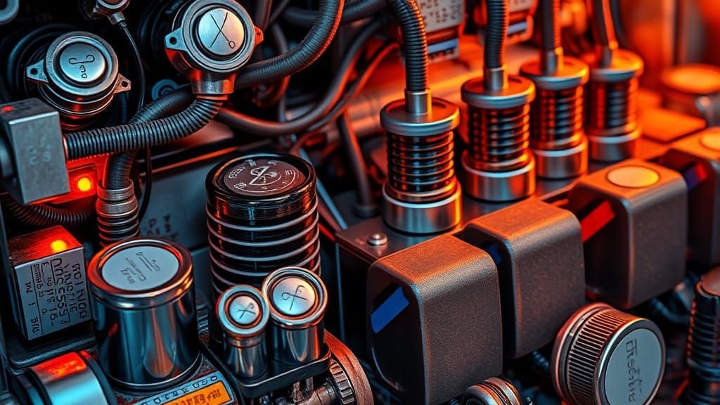 Power Supply Circuit Close-Up in Comic Book Style