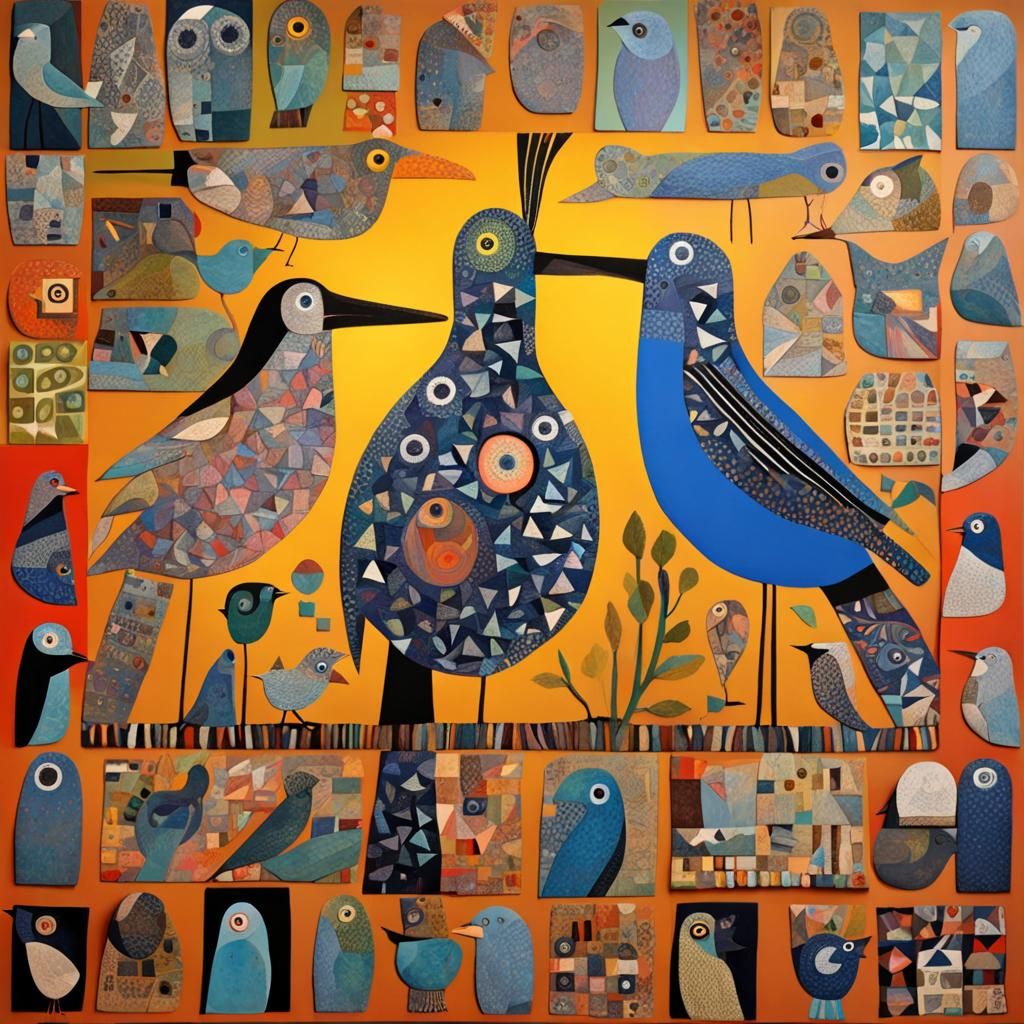 Birds in Flight: Outsider Art Style