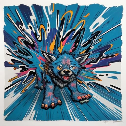 Polychromatic Centaur in Graffiti Style