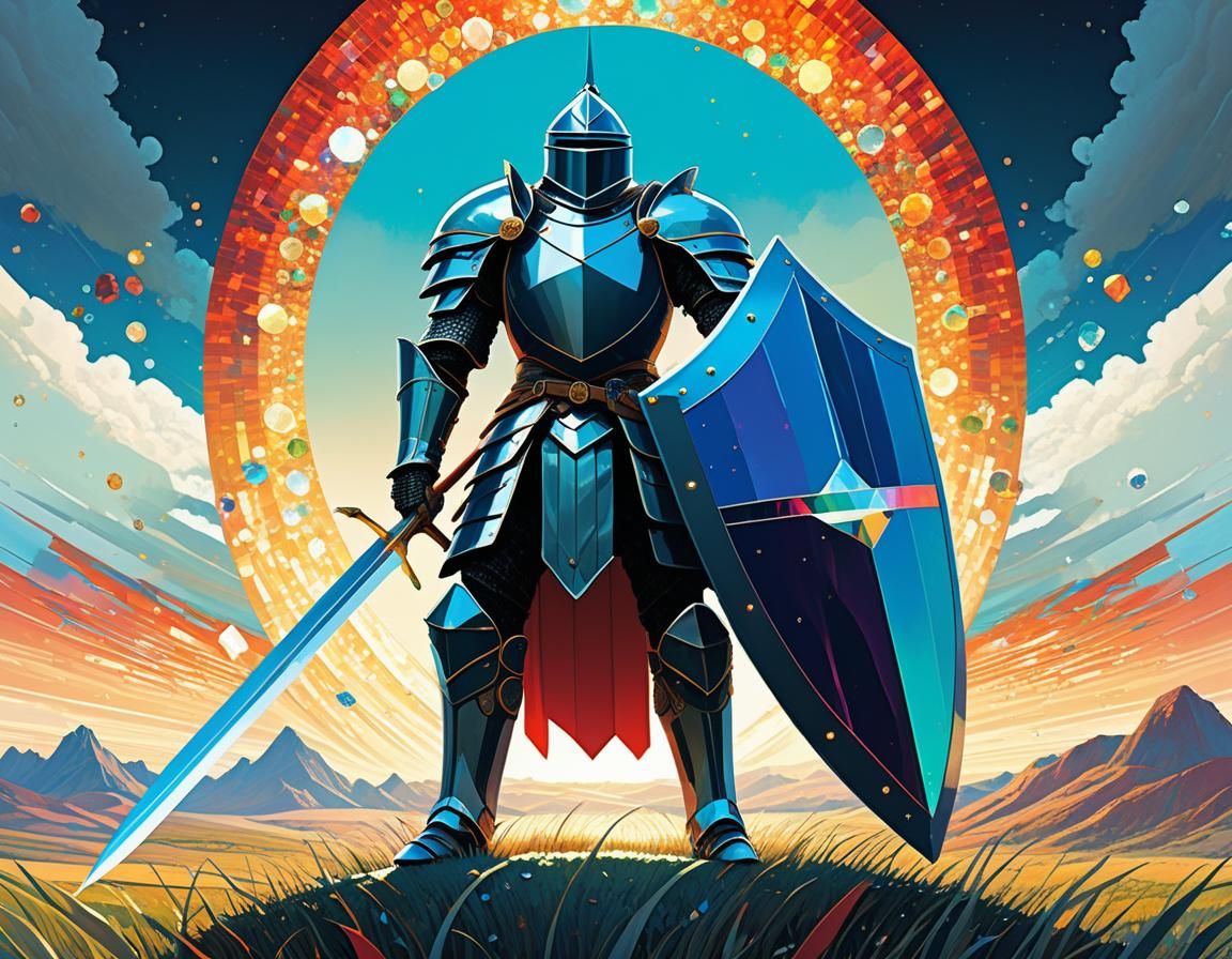Armored Knight with Crystal Shield and Lance