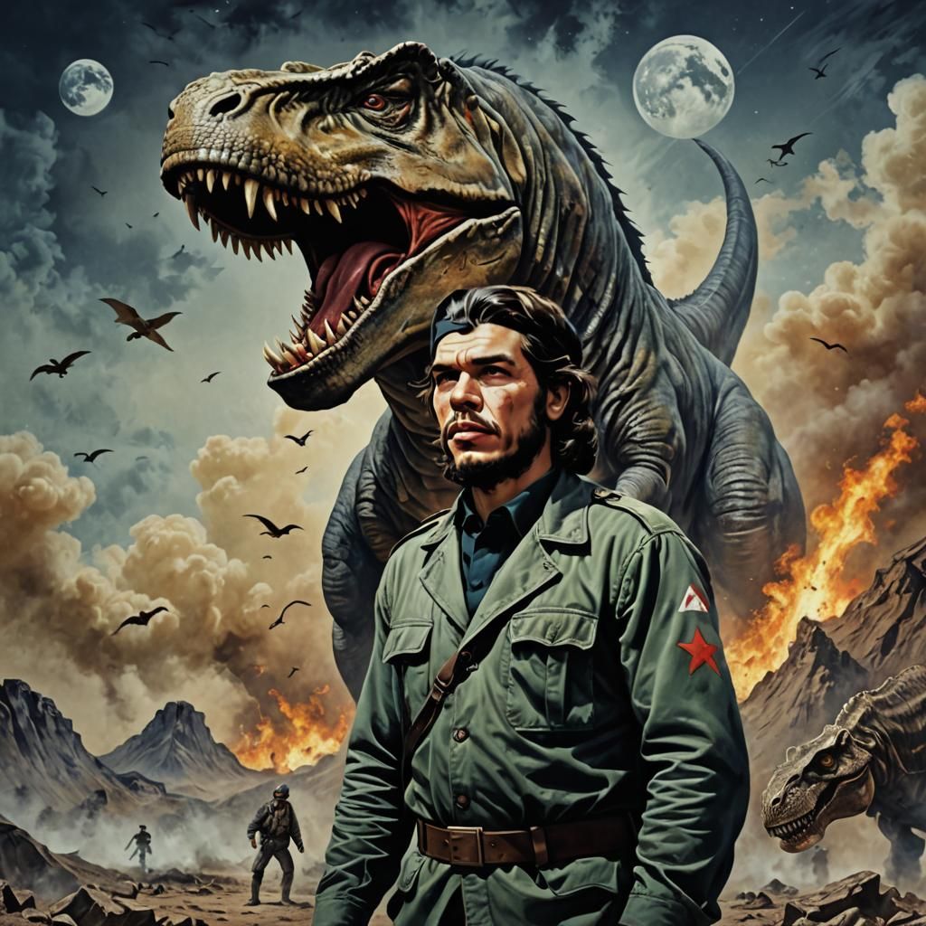 „ Che Guevara, der neben einen t-rex steh