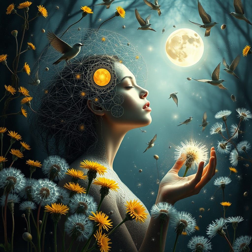 Cosmic Surrealism: Transhumanist Goddess Unites Sun, Moon, a...