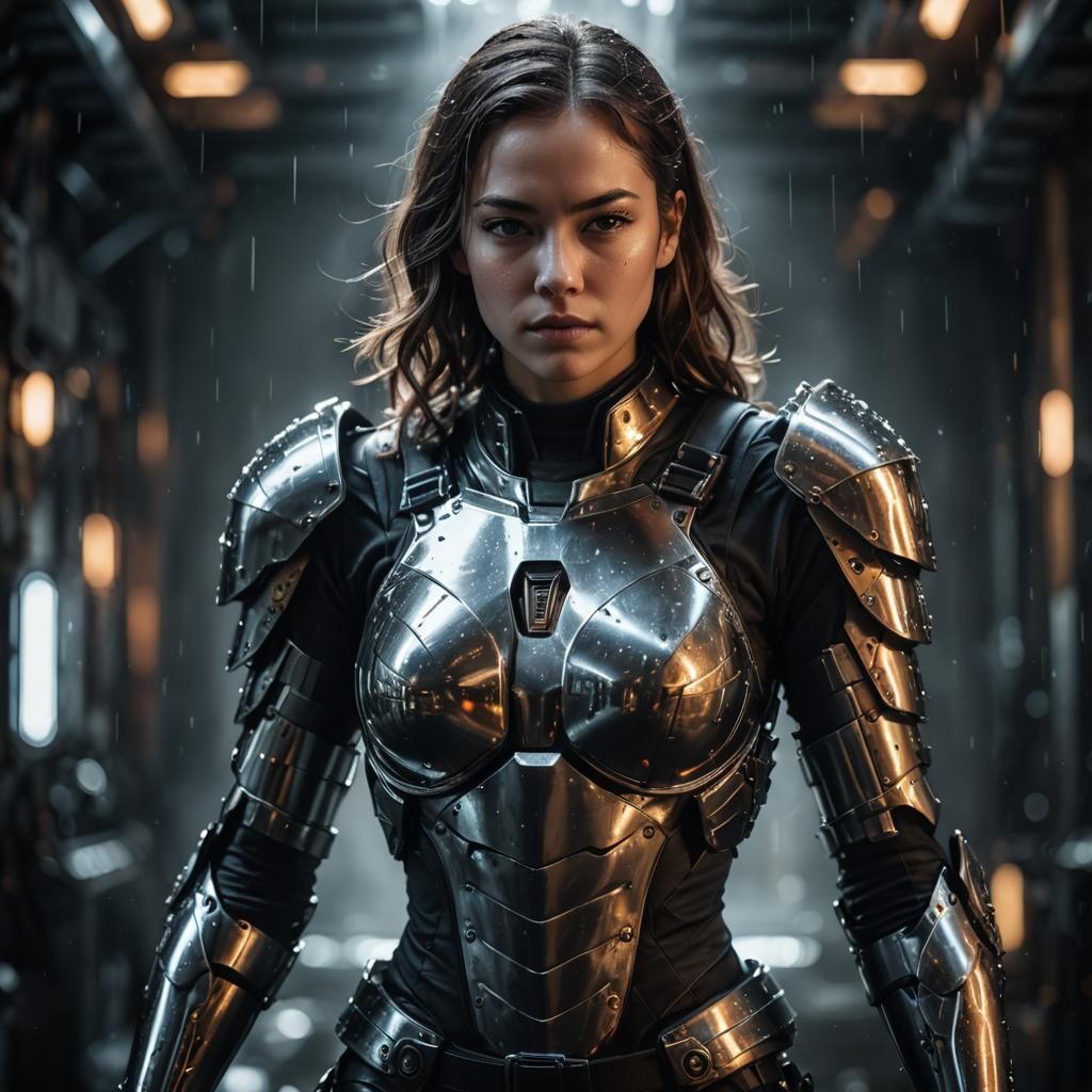 Armored Girl in Liquid Light: Cinematic CGI