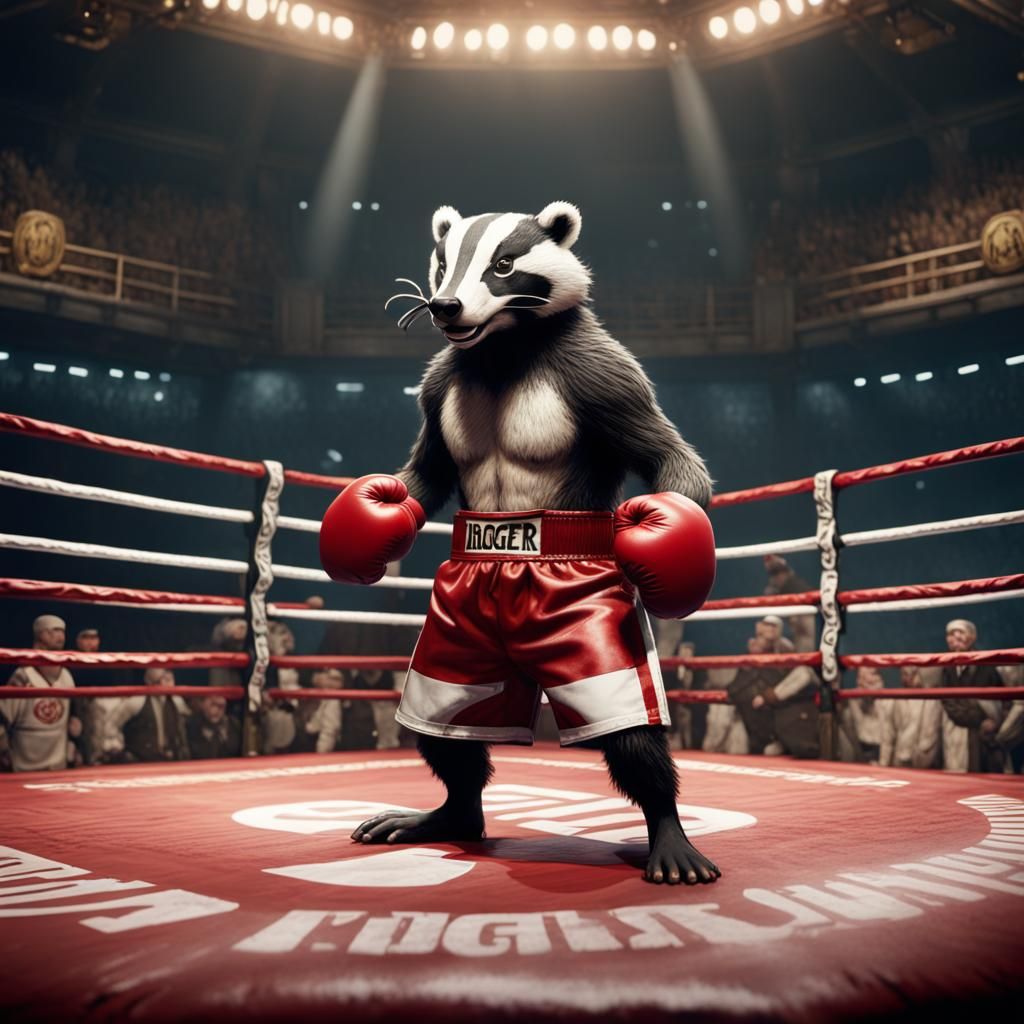 Victorious Boxing Badger in Center Ring
