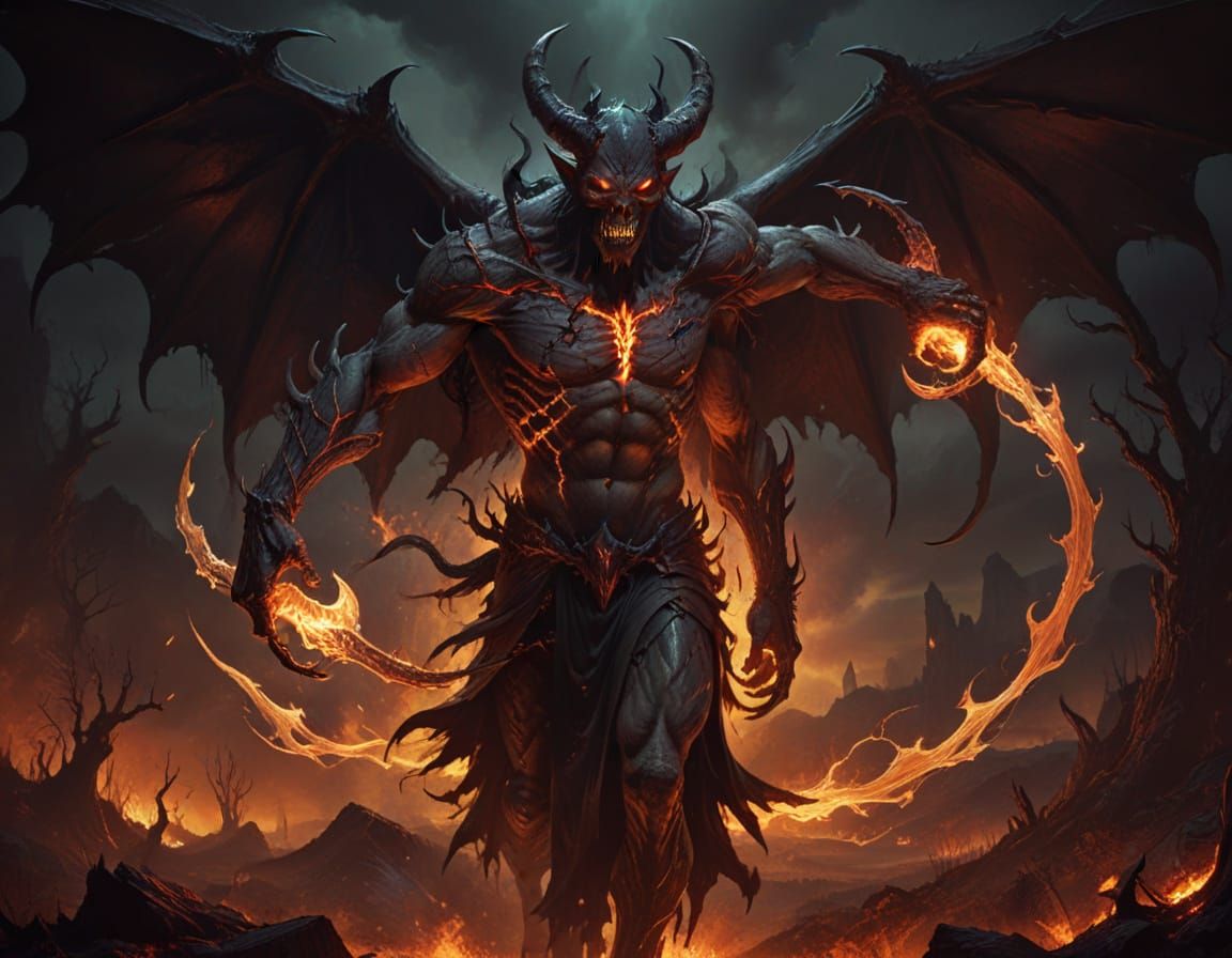 Demonic Concept Art with Fiery Glow