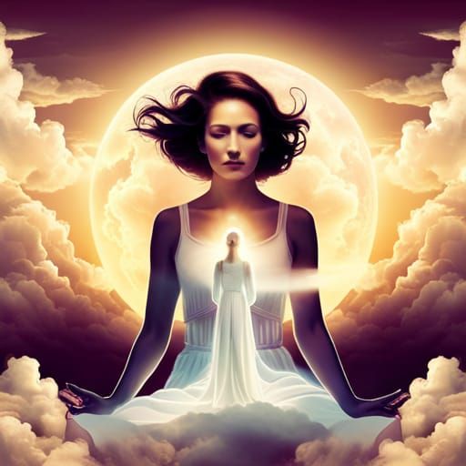 Meditative Silhouette in Dreamy Cloudscape