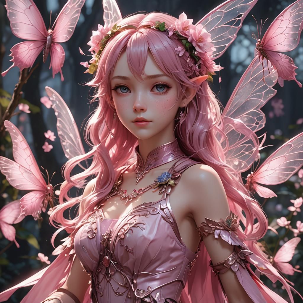 Pink Fairy in 3D Anime Art Style