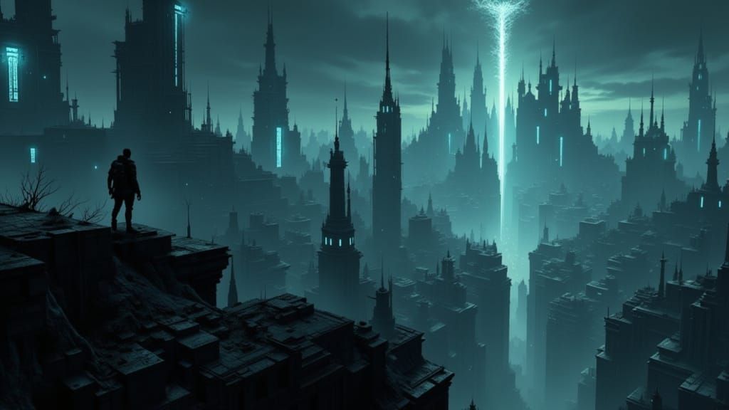 Brutalist Metropolis at Twilight