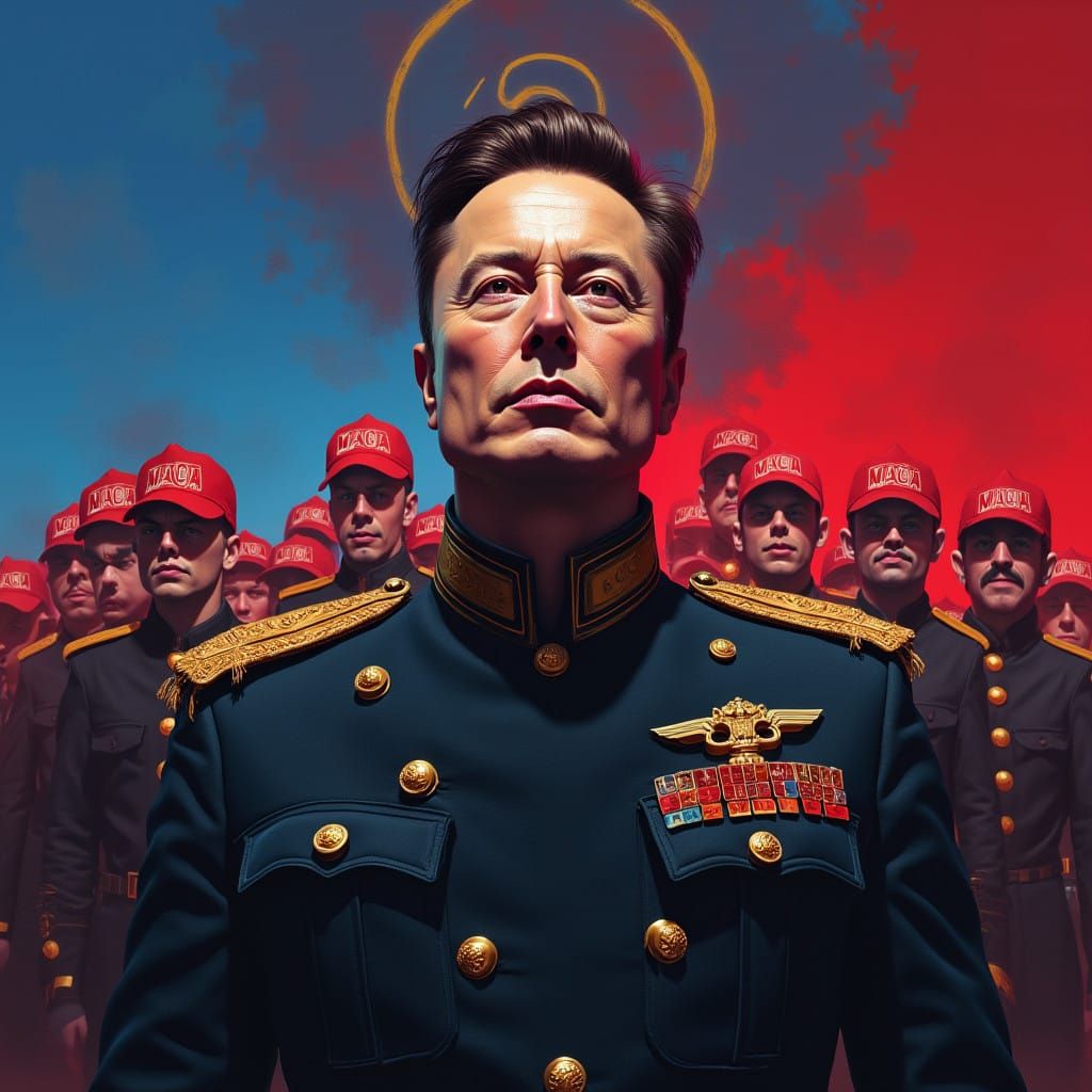 Futuristic Fascist Leader in Militaristic Regalia