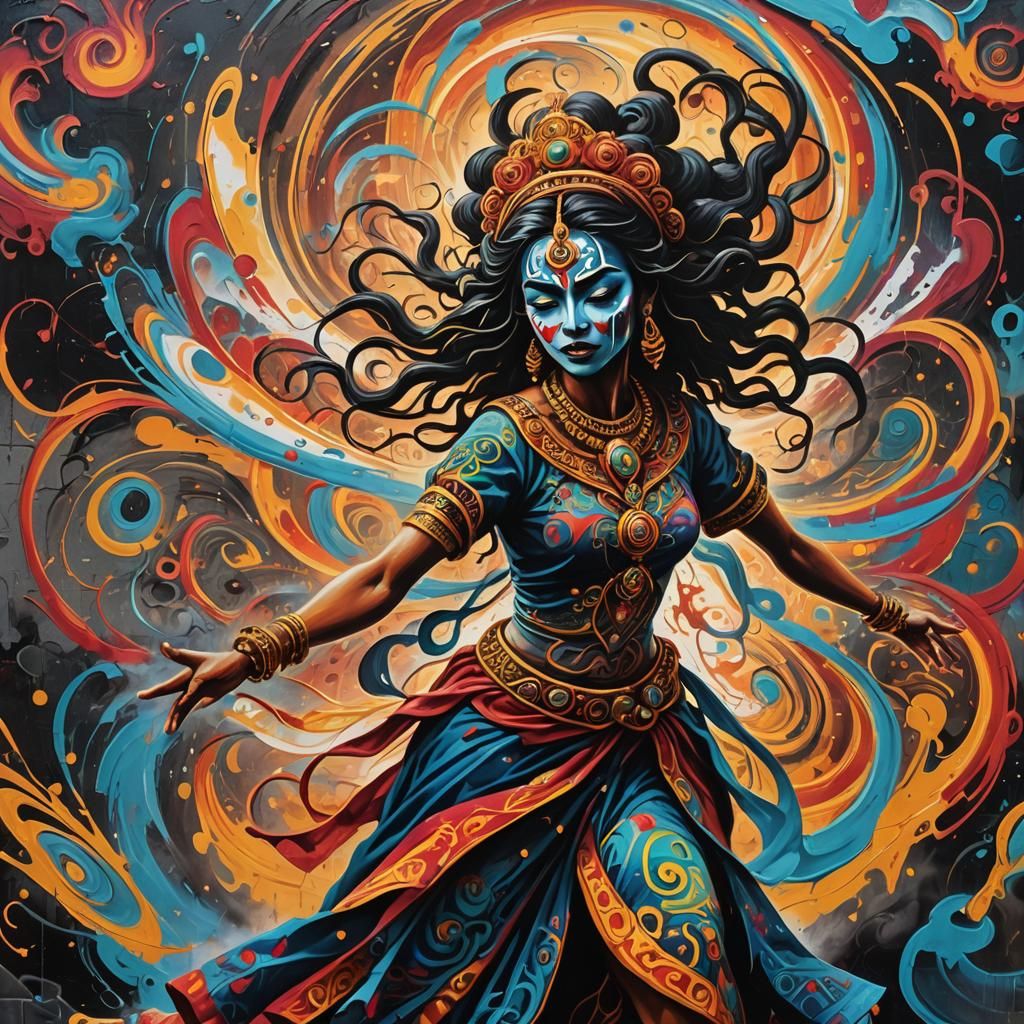 Kali Dances in a Swirling Vortex of Colors