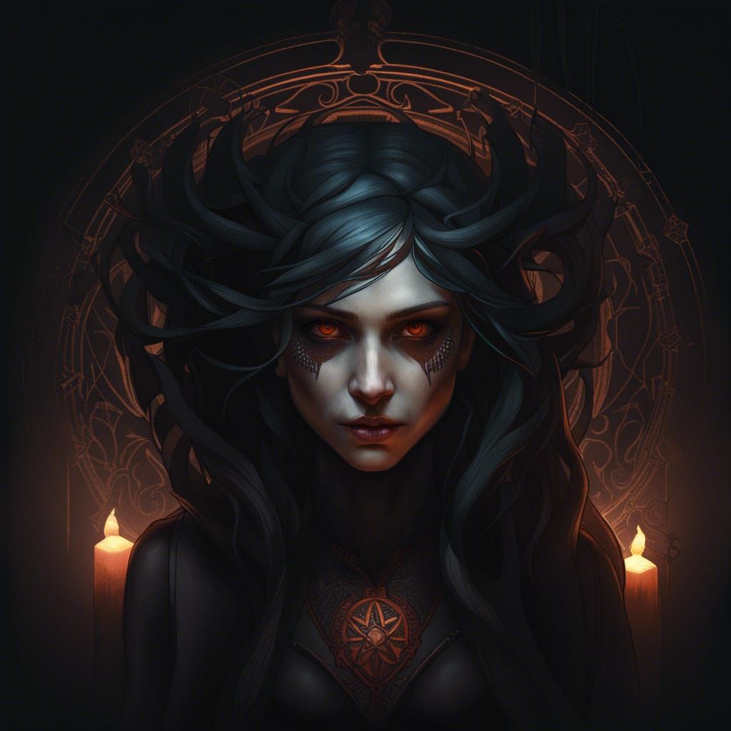 Mysterious Occult Ritual in Gothic Art Style