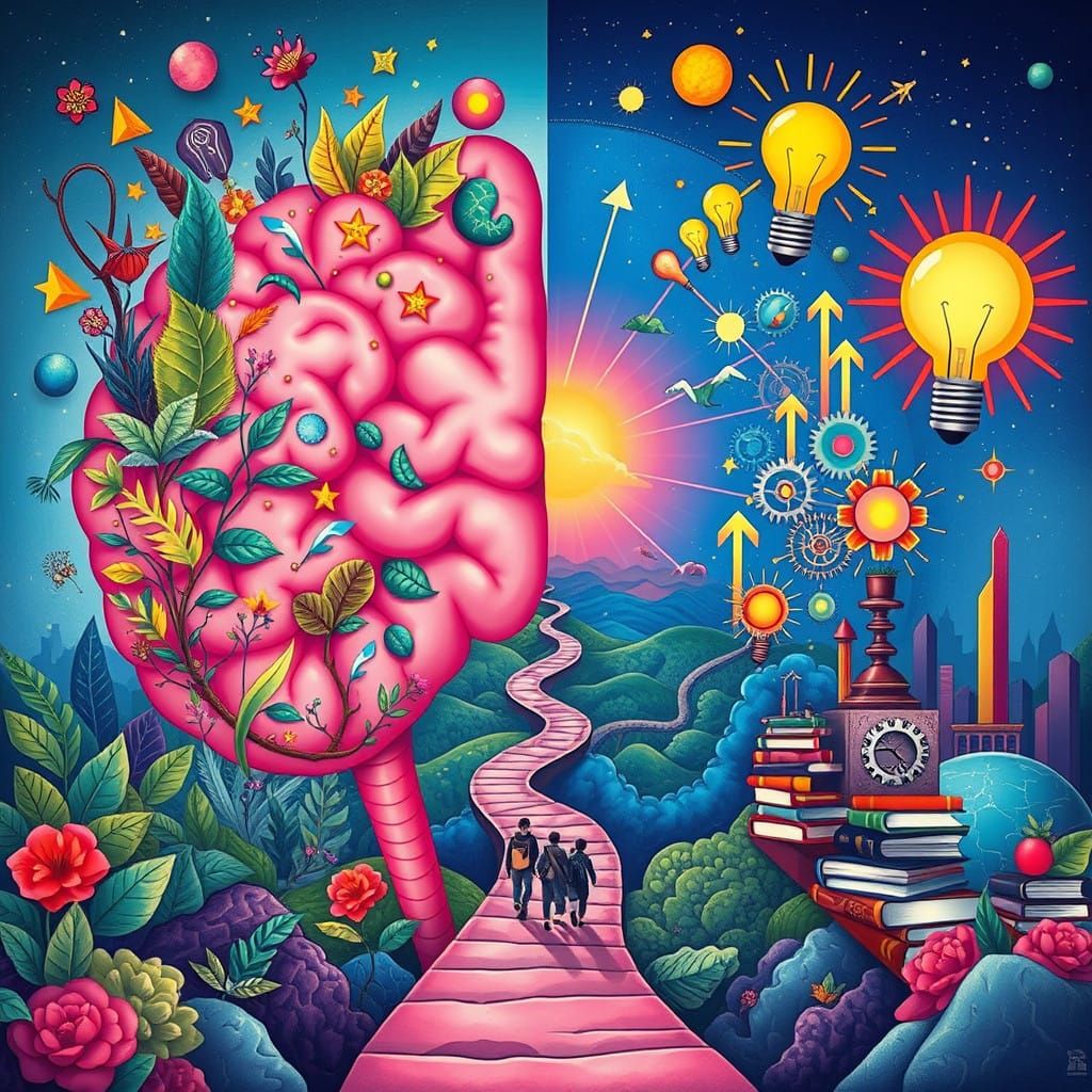 Surreal Duality of the Human Mind: Vibrant, Whimsical Artwor...