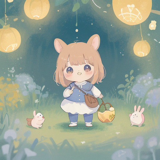 Cute Cartoon Rabbits in Cozy Home Setting