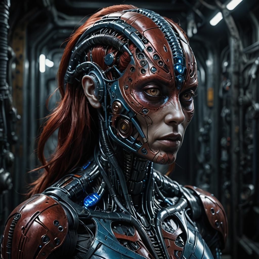 Biomechanical Alien Woman in Giger Style