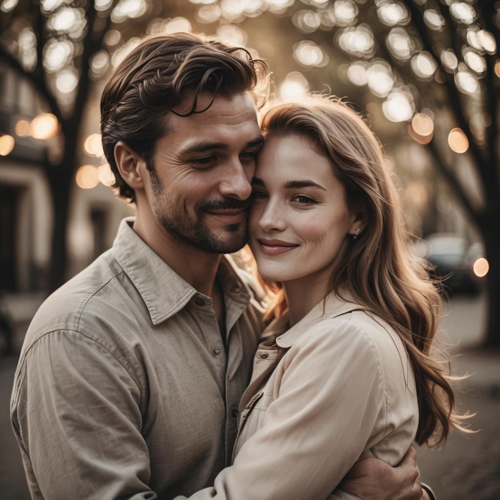 Romantic Embrace in Soft Pastel Colors