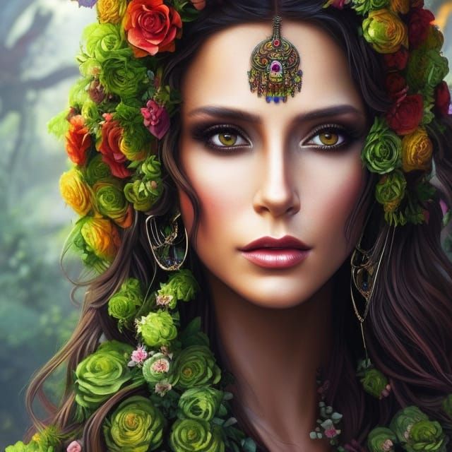 Sugar Skull Goddess in Aztec Jungle Temple