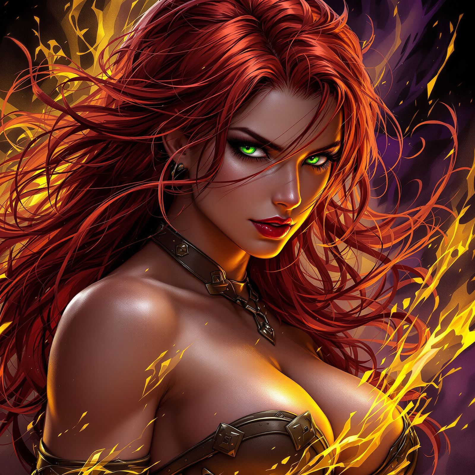 Dark Fantasy Concept Art of Muscular Woman in Harness