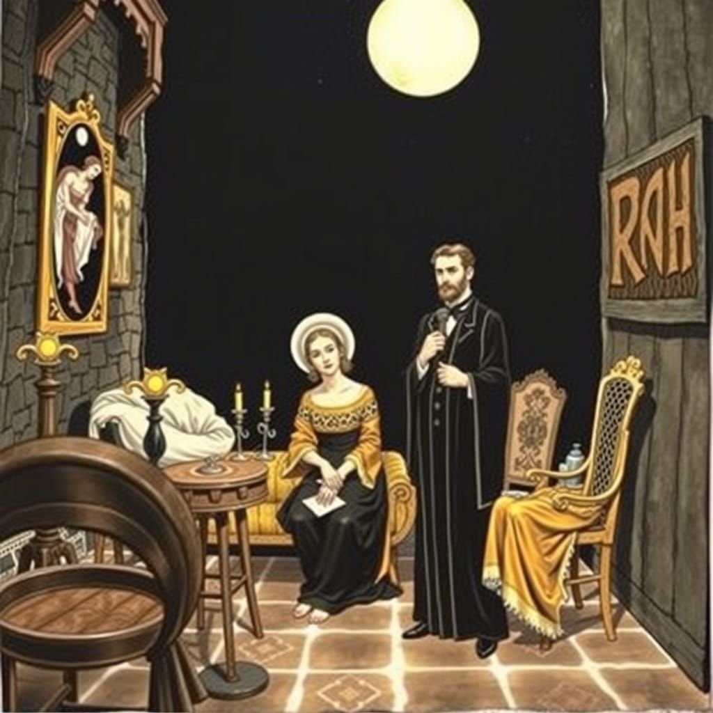 Gothic Renaissance Revival in a Whimsical Gouache Mural