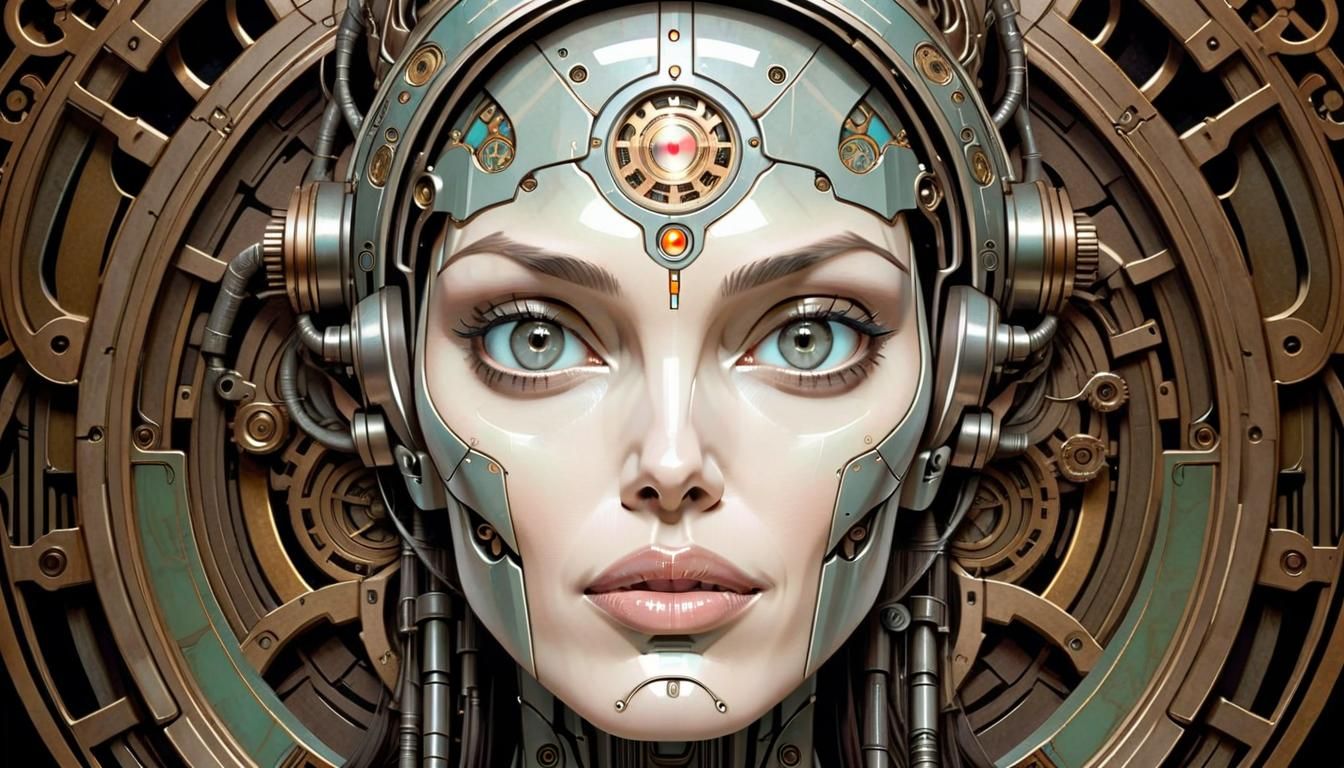 Angelina Jolie as Metropolis Robot in Art Nouveau Style