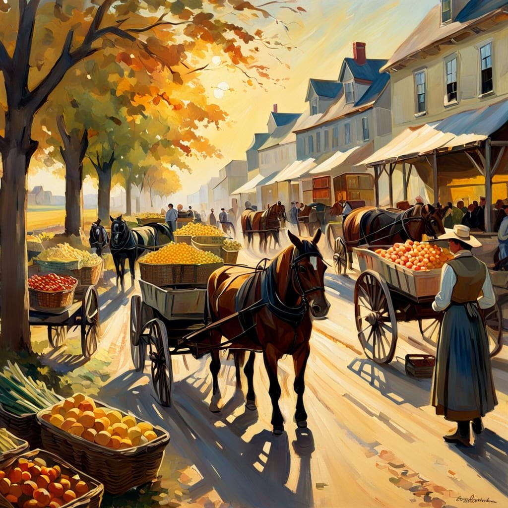 1880s Farmstand in Impressionist Realism