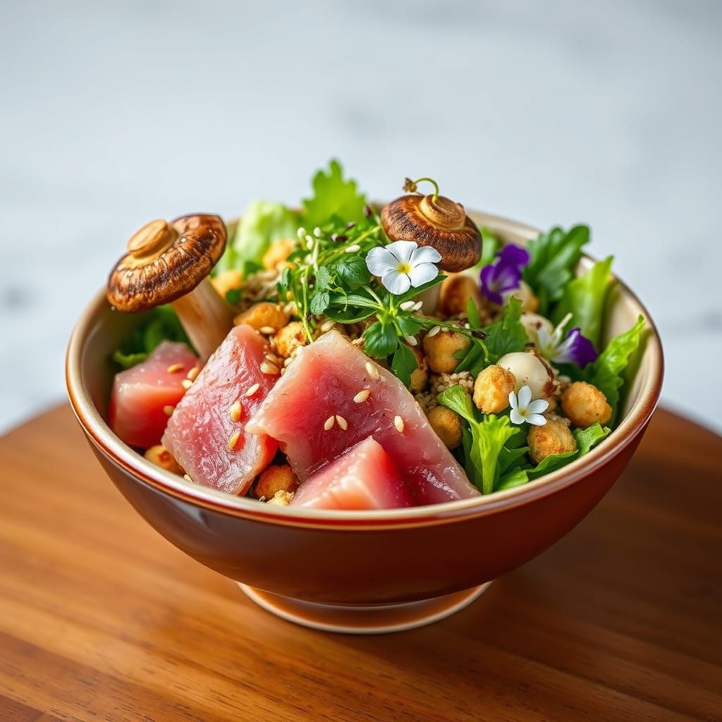 Vibrant Sushi Shataki Salad in Pop Art Style