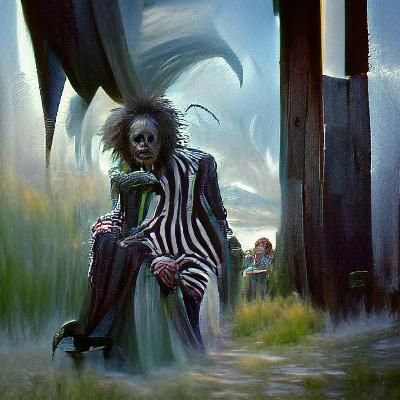 Sinister Beetlejuice Portrait in Burton Style