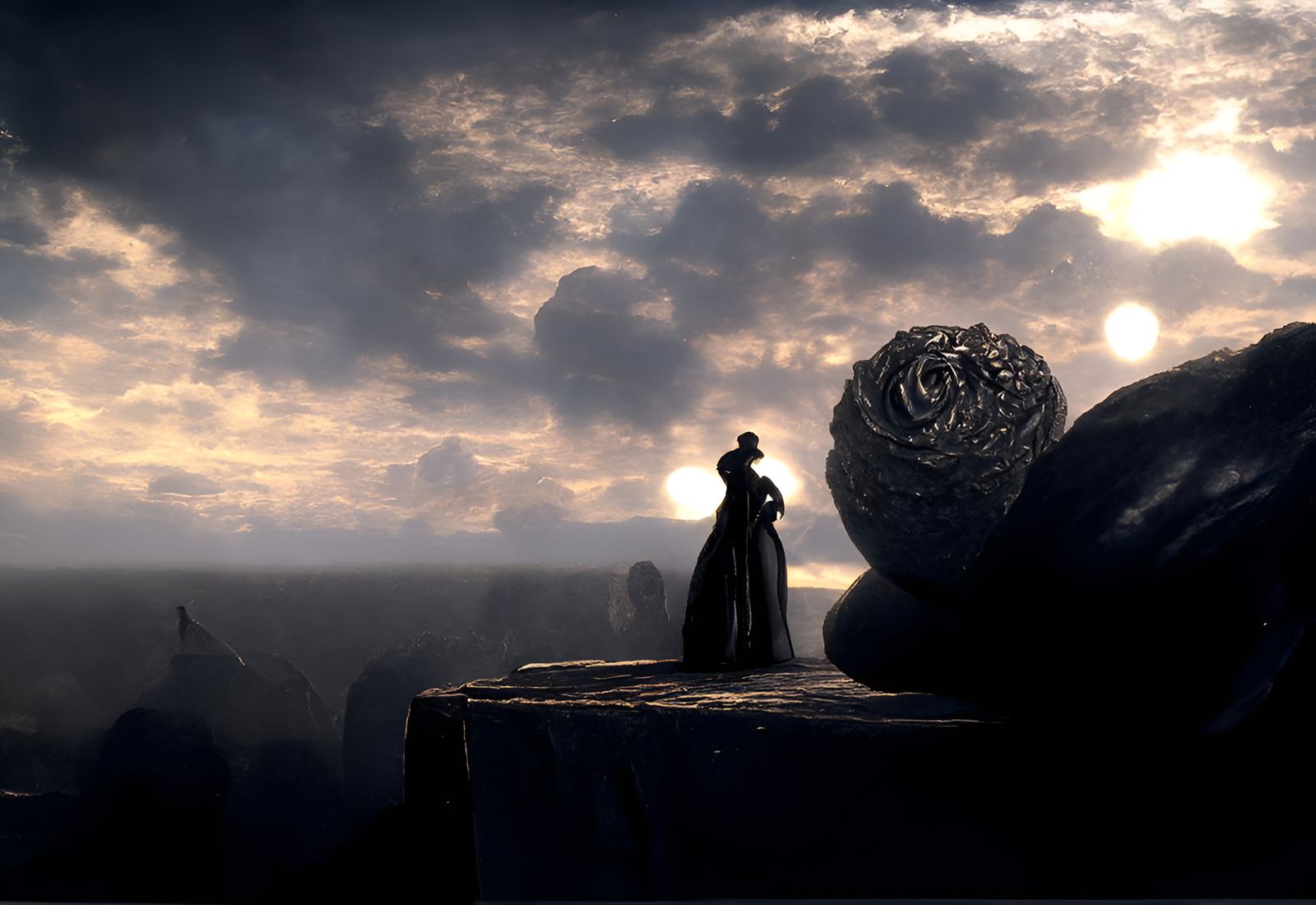 Infinite Black Rose: Hyperrealistic Matte Painting