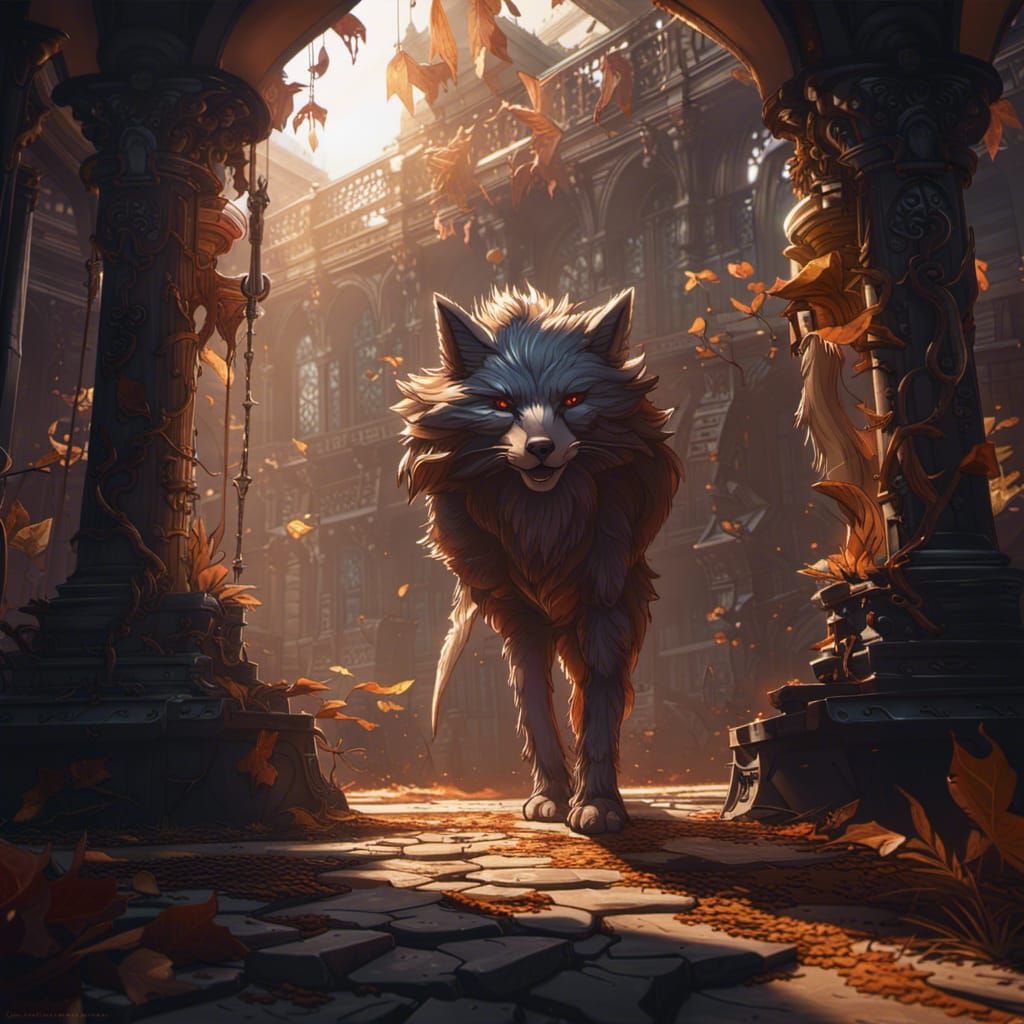 Hyperdetailed Shadow Fox in Dark Fantasy Style