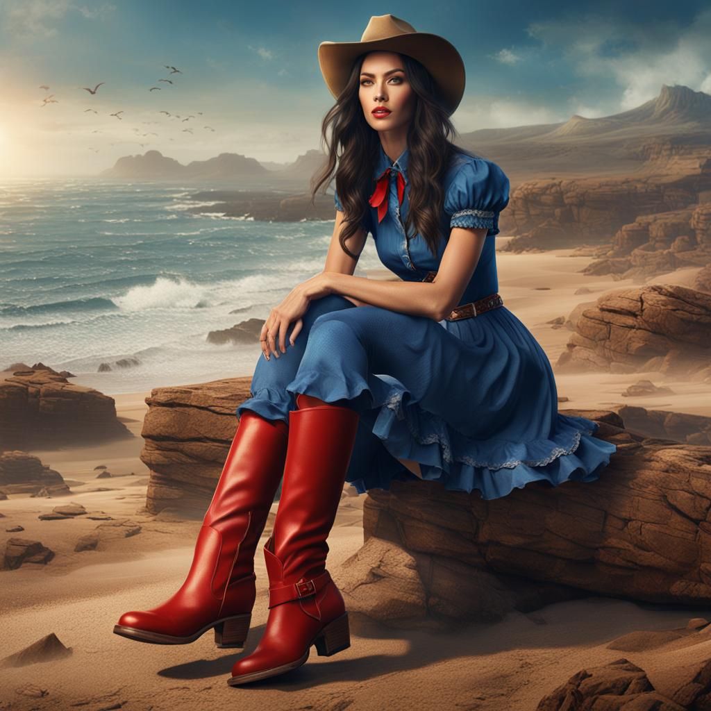 Cowgirl by the Sea: Detailed Fantasy Art