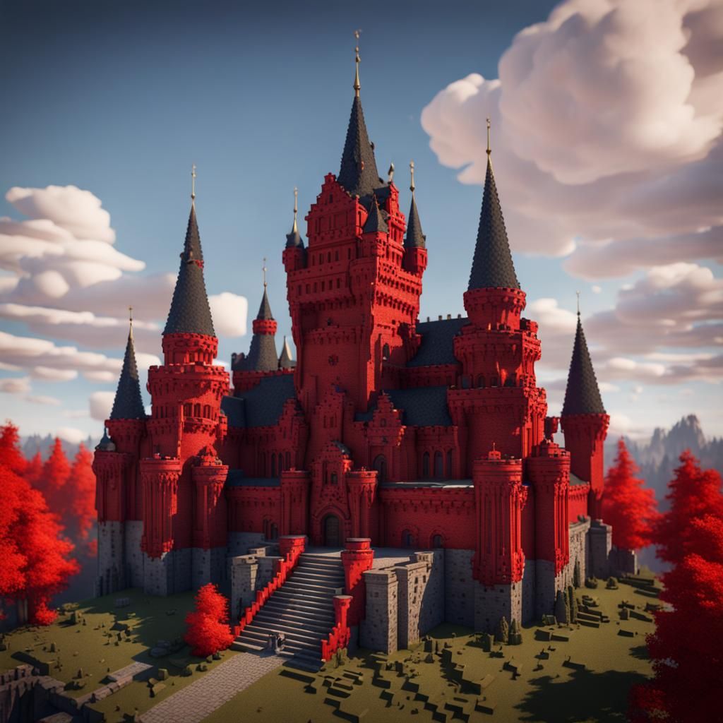 Evil Red Russian Castle in Minecraft: Fantasy Art