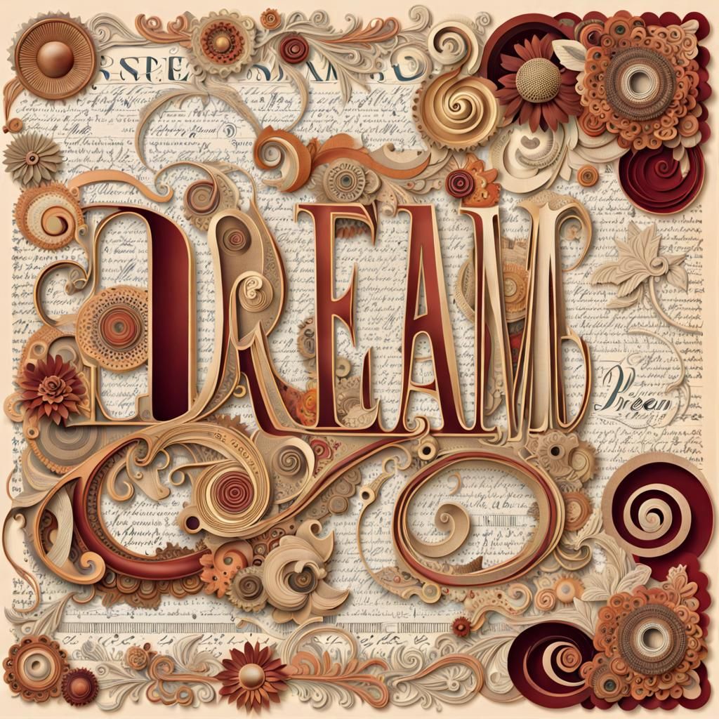 Colorful "DREAM" Typography in Baroque Surreal Style