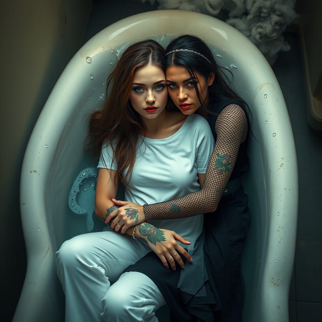 Serene Ukrainian Rusalka in a Whimsical Water Scene