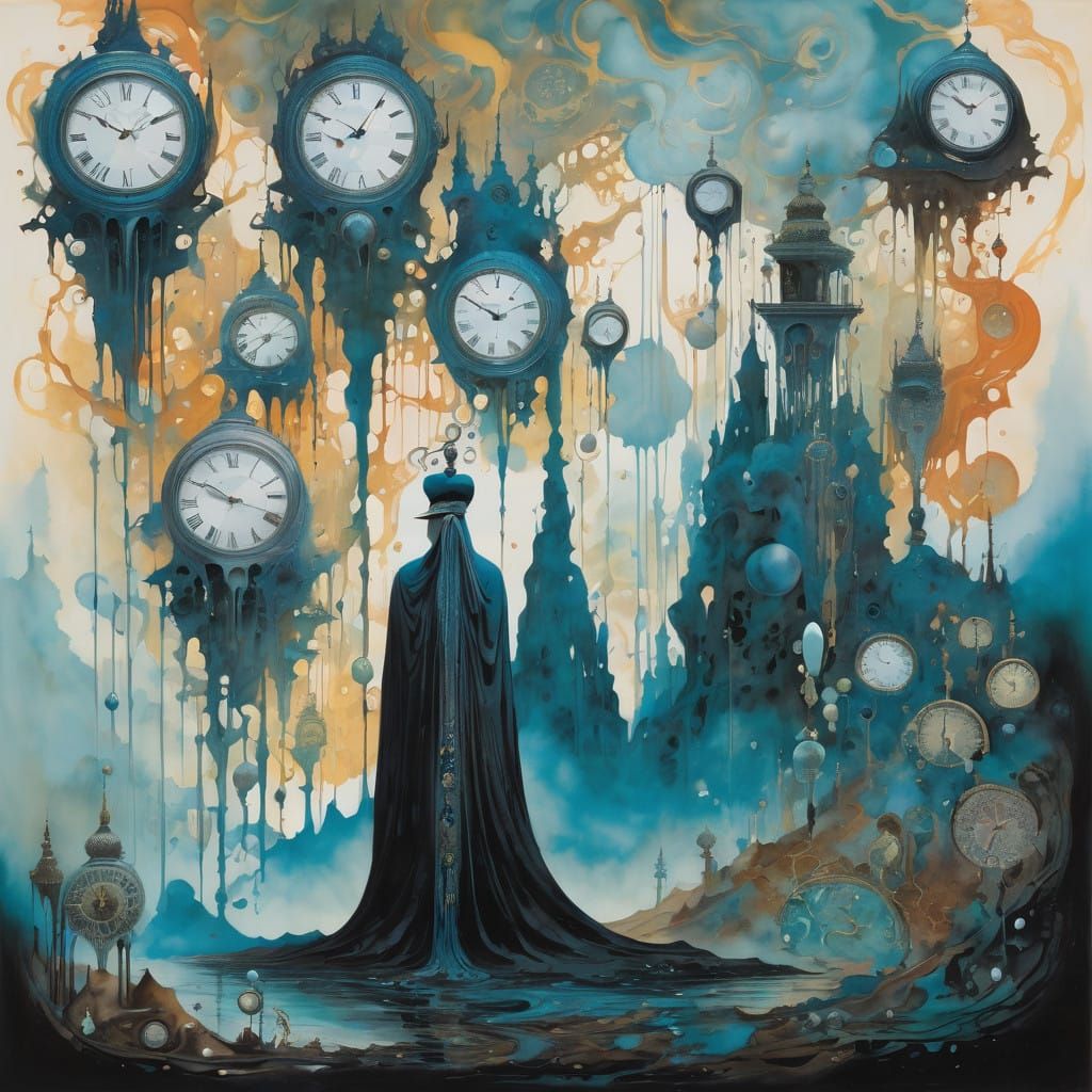 Timeless Surrealism: Figure in a Dreamlike Landscape