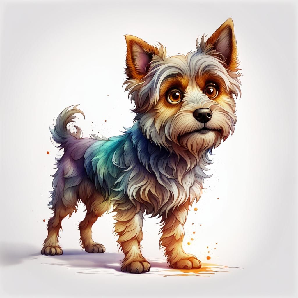 Heartwarming Scruffy Dog Sketch in 3D Digital Art